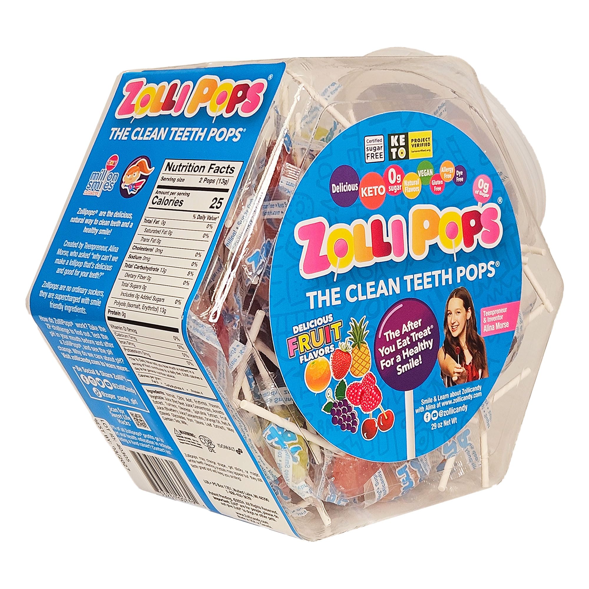 Amazon.com : Zollipops Clean Teeth Pops Sugar Free Candy with